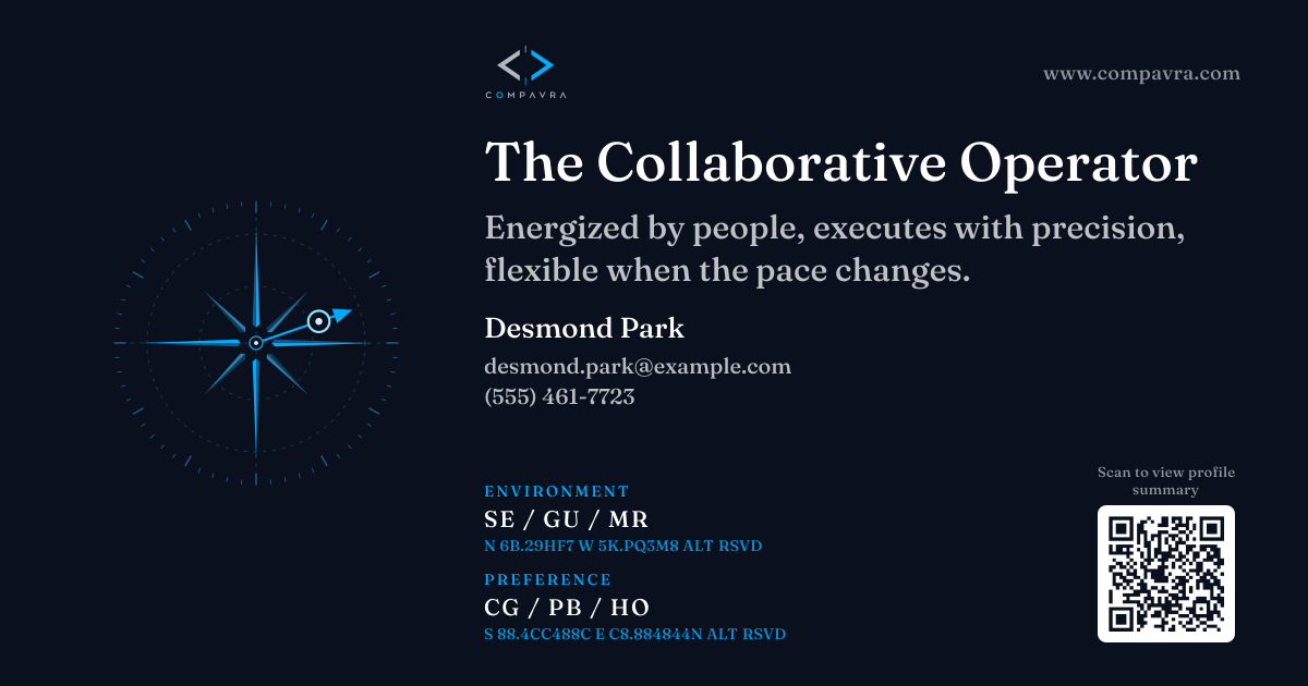 The Collaborative Operator example Compavra career card