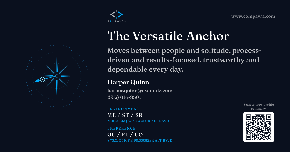 The Versatile Anchor example Compavra career card